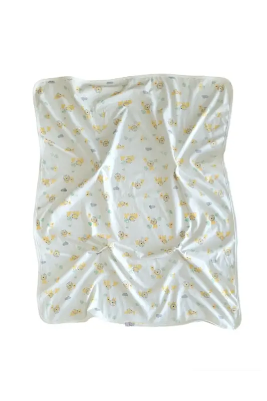 Outlet Ürün Pamuklu Yumuşacık tek Katlı Penye Kız- Erkek Bebek Kundak Battaniyesi /aslan-krem - 2