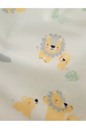 Outlet Ürün Pamuklu Yumuşacık tek Katlı Penye Kız- Erkek Bebek Kundak Battaniyesi /aslan-krem - 4