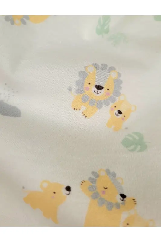 Outlet Ürün Pamuklu Yumuşacık tek Katlı Penye Kız- Erkek Bebek Kundak Battaniyesi /aslan-krem - 4