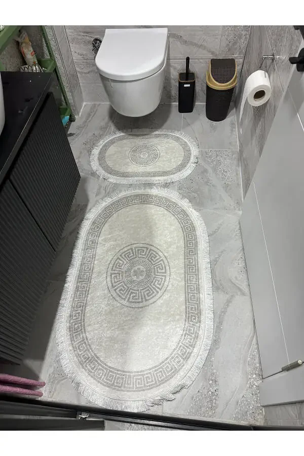 Oval Banyo Paspası-Gri - 1