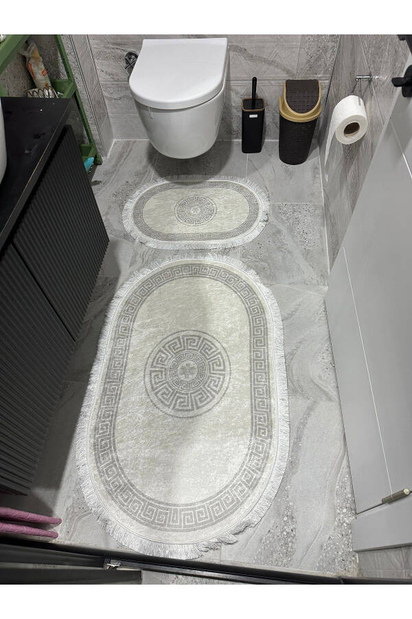 Oval Banyo Paspası-Gri - 1