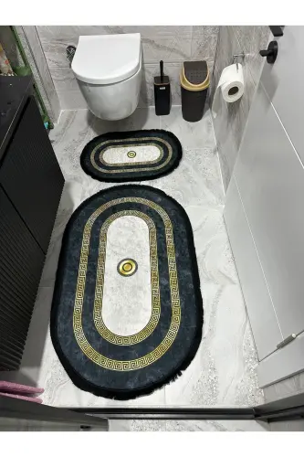 Oval Banyo Paspası-Siyah 