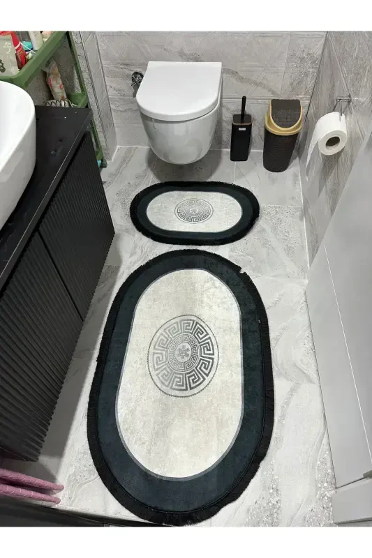 Oval Bath Mat - Black - 1