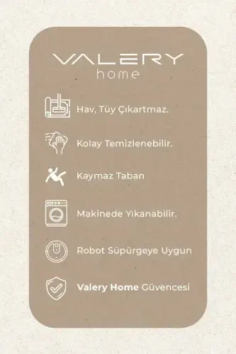 Oval Comfort Overloklu Peluş Halı Bej-Saçaksız Bej - VALERY HOME (1)