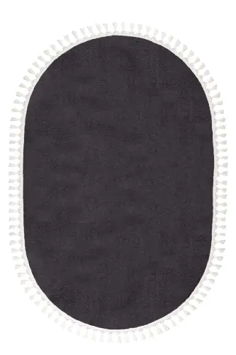 Oval Comfort Ponpon Sochli Peluş Gilam Antratsit-Sochli Oval Antratsit - 3
