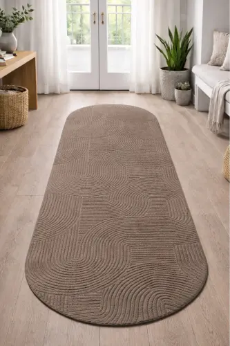 Oval Cut Shaggy Joy Relief Non-Slip Base Washable Rug Carpet Living Room, Kitchen Hallway Mink - Vizonns 