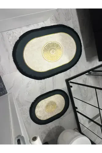 Oval hammom gilami - Qora - 2