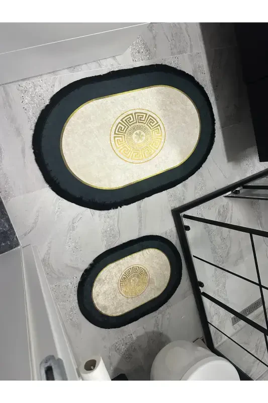 Oval hammom gilami - Qora - 2