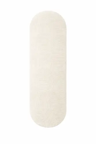 Oval Kesim Tüylü Joy Rölyef Kaymaz Taban Yıkanabilir Halı Kilim Salon, Mutfak Koridor Krem - Kremmx - 4