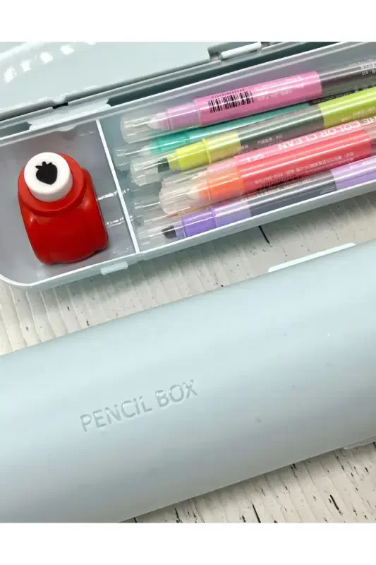 Oval qattiq muqovali ko'k qalam qutisi / Sumka / Pencil Box / Tartibga soluvchi-KO'K - KAĞIT GEMI DÜKKAN