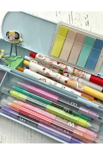 Oval qattiq muqovali ko'k qalam qutisi / Sumka / Pencil Box / Tartibga soluvchi-KO'K - 4