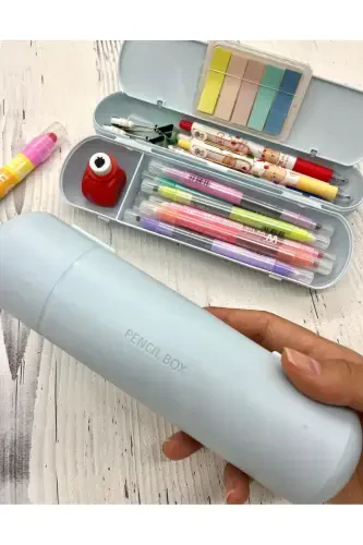 Oval qattiq muqovali ko'k qalam qutisi / Sumka / Pencil Box / Tartibga soluvchi-KO'K - 7