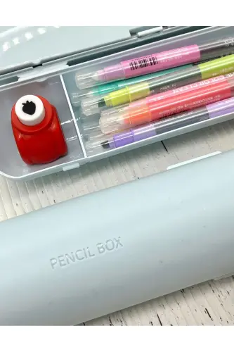 Oval Sert Kapaklı Mavi Kalem Kutu / Çanta / Pencil Box / Düzenleyici-MAVİ - 1