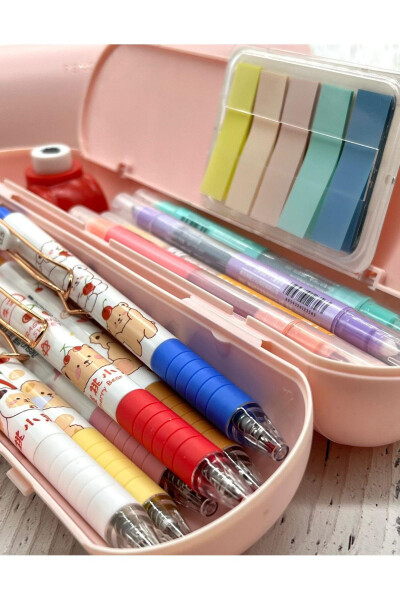 Oval Sert Kapaklı Pembe Kalem Kutu / Çanta / Pencil Box / Düzenleyici - 1