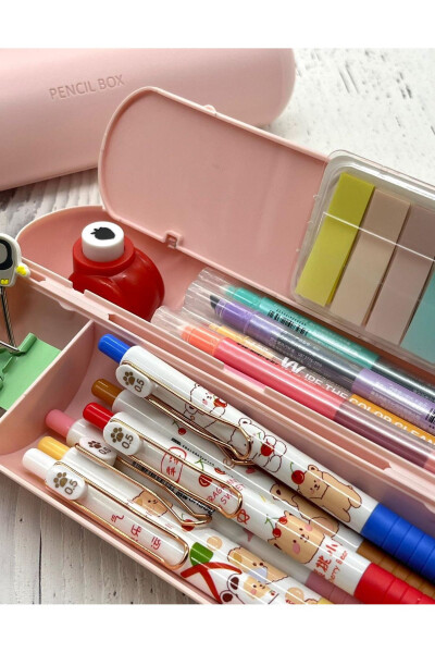 Oval Sert Kapaklı Pembe Kalem Kutu / Çanta / Pencil Box / Düzenleyici - 2