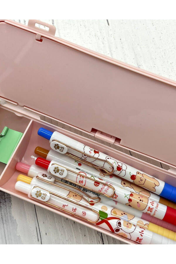 Oval Sert Kapaklı Pembe Kalem Kutu / Çanta / Pencil Box / Düzenleyici - 3