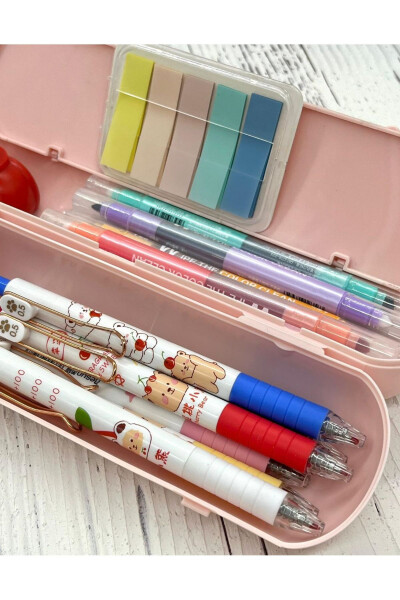 Oval Sert Kapaklı Pembe Kalem Kutu / Çanta / Pencil Box / Düzenleyici - 6