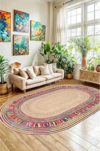 Oval shakldagi hashir naqshli raqamli bosma yuvish mumkin bo'lgan sirpanmaydigan taglikli zal oshxona balkon gilami yo'lak - 8