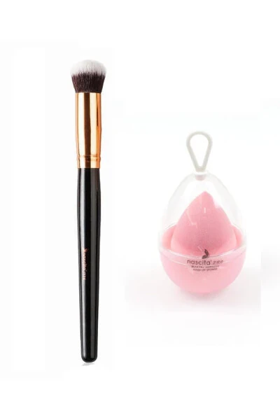 Oval Shaped Concealer Brush + Boxed Egg Sponge Pink - Nascita
