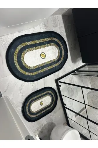 Овальный коврик для ванной - Черный - VODLER (1)