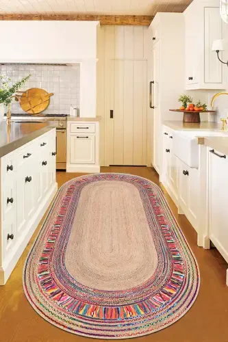 Овальный коврик с узором из ротанга, цифровая печать, моющийся, с нескользящей основой, для гостиной, кухни, балкона - 7