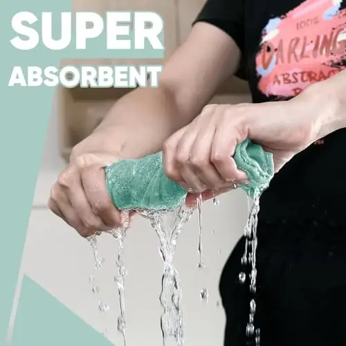 Oven Mitts Kitchen Towels Dishcloths with Pot Holders Sets 12PCS,Dish Towels Sets,Oven Gloves Pot Pads Heat Resistant 500 Degrees with Non-Slip Silicone Surface for Cooking Baking Grilling-Mint Green - 6