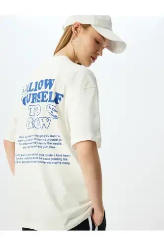 Oversize Back Print Crew Neck Cotton Short Sleeve T-Shirt - 1