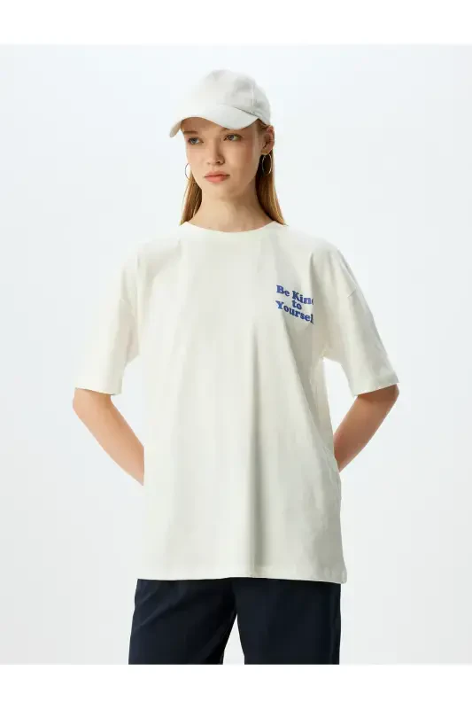 Oversize Back Print Crew Neck Cotton Short Sleeve T-Shirt - 3