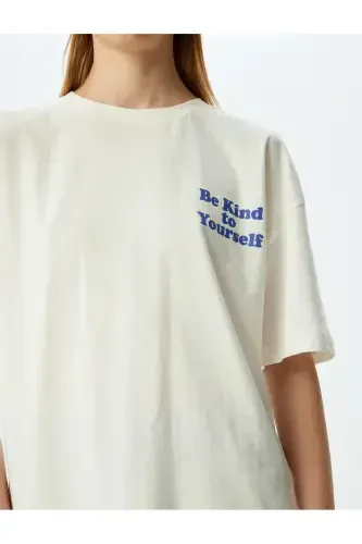 Oversize Back Print Crew Neck Cotton Short Sleeve T-Shirt - 5