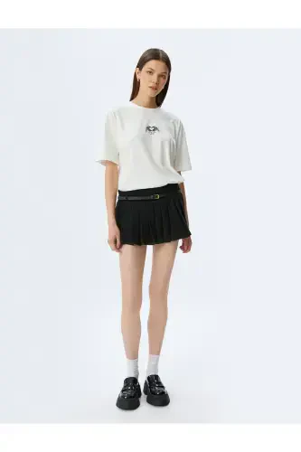 Oversize Back Printed Ecru Women's T-Shirt 5SAL10066IK - KOTON (1)