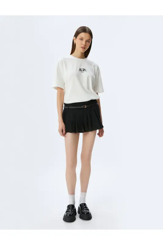 Oversize Back Printed Ecru Women's T-Shirt 5SAL10066IK - 2