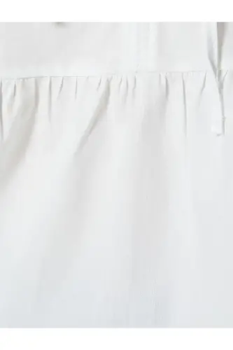 Oversize Bluz Fiyonk Bağlama Detaylı Kısa Kollu Yu - 6