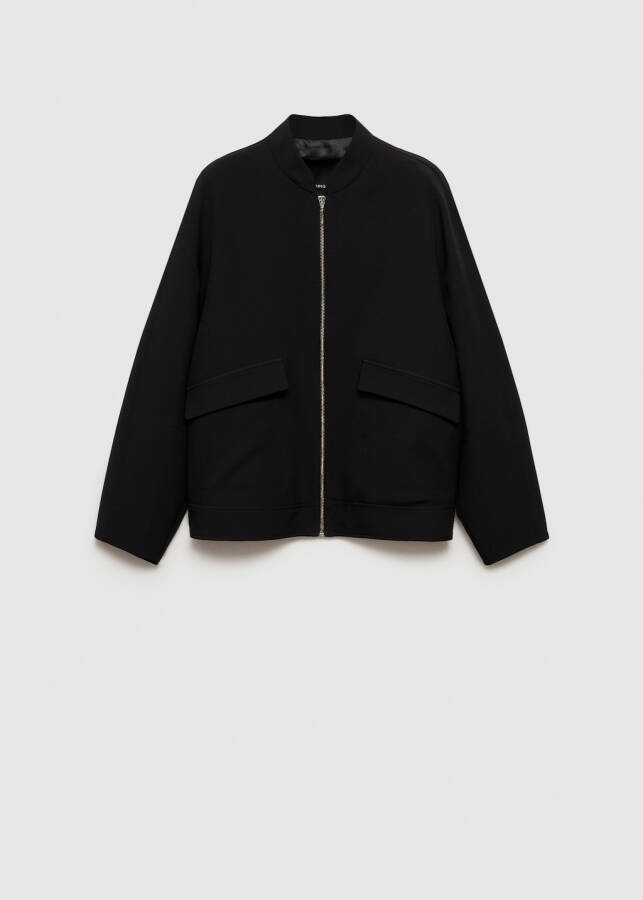 Oversize bomber jacket - Black - 1