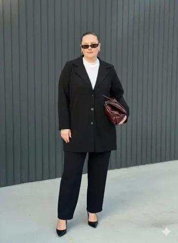 Oversize Ceket Astarsız Siyah - 3