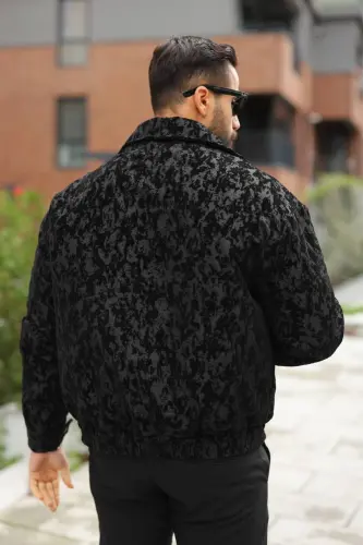 Oversize Crushed Kapitone Dolgulu Bomber Ceket/Mont - Yumuşak Doku Konforlu Still-Siyah velvet - BASEL.CO (1)