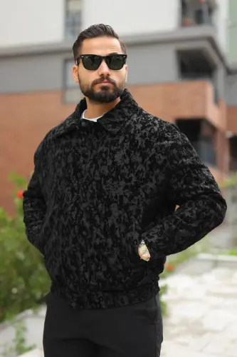 Oversize Crushed Kapitone Dolgulu Bomber Ceket/Mont - Yumuşak Doku Konforlu Still-Siyah velvet 