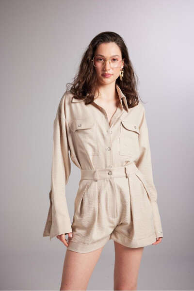 Oversize Cut Julia Shirt Beige - 9
