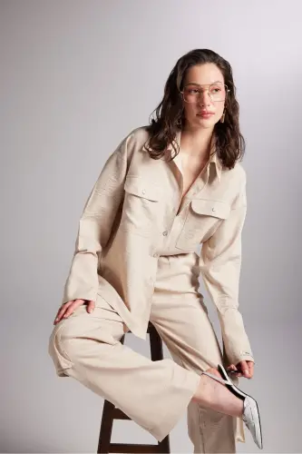 Oversize Cut Julia Shirt Beige - 5