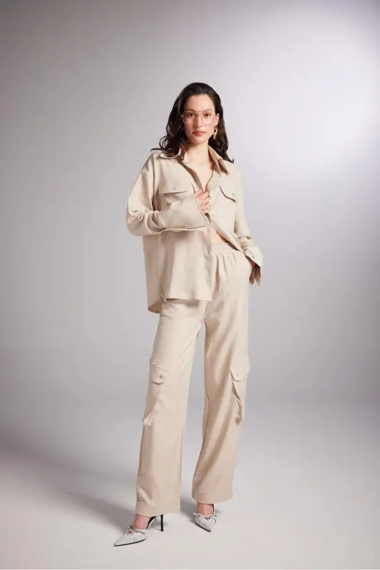 Oversize Cut Julia Shirt Beige - 8