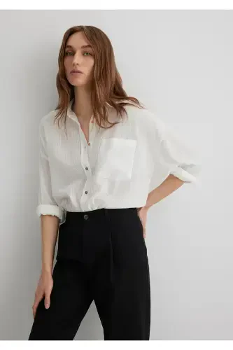 Oversize Ecru Shirt Loose Fit / Relaxed Fit 1 - MAVI (1)