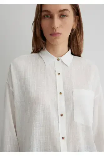 Oversize Ecru Shirt Loose Fit / Relaxed Fit 1 - 6