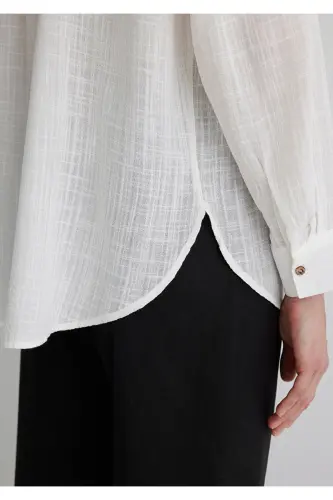 Oversize Ekru Ko'ylak Loose Fit / Keng Kesim 1 - 7