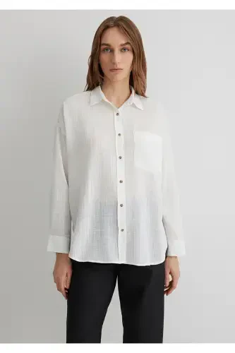 Oversize Ekru Ko'ylak Loose Fit / Keng Kesim 1 - 4