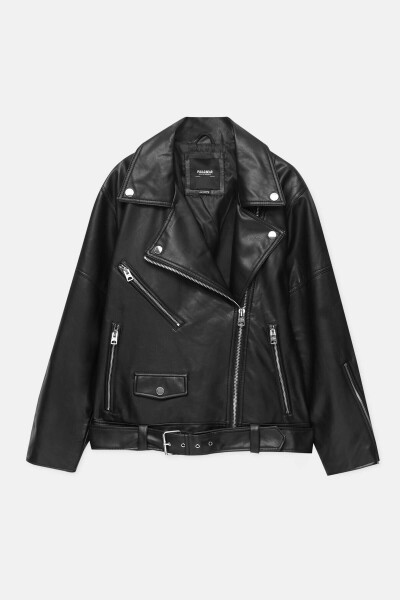 Oversize Faux Leather Biker Jacket - 7