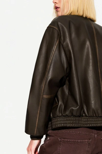 Oversize faux leather jacket - 3