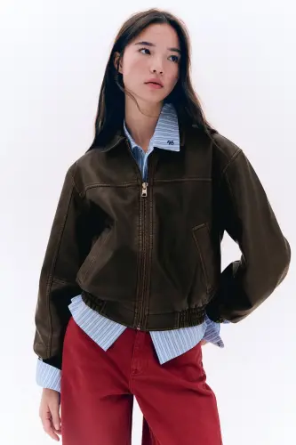 Oversize faux leather jacket - 1