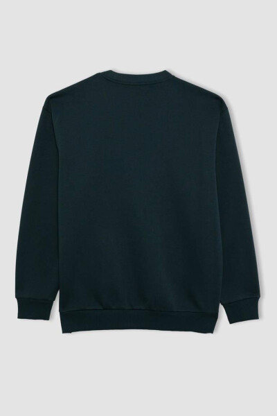 Oversize Fit Bisiklet Yaka Basic Sweatshirt Koyu Yeşil - 15