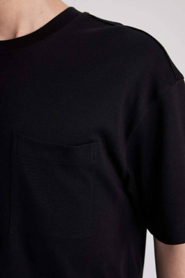 Oversize Fit Crew Neck Basic Heavy Fabric T-shirt Black - 4