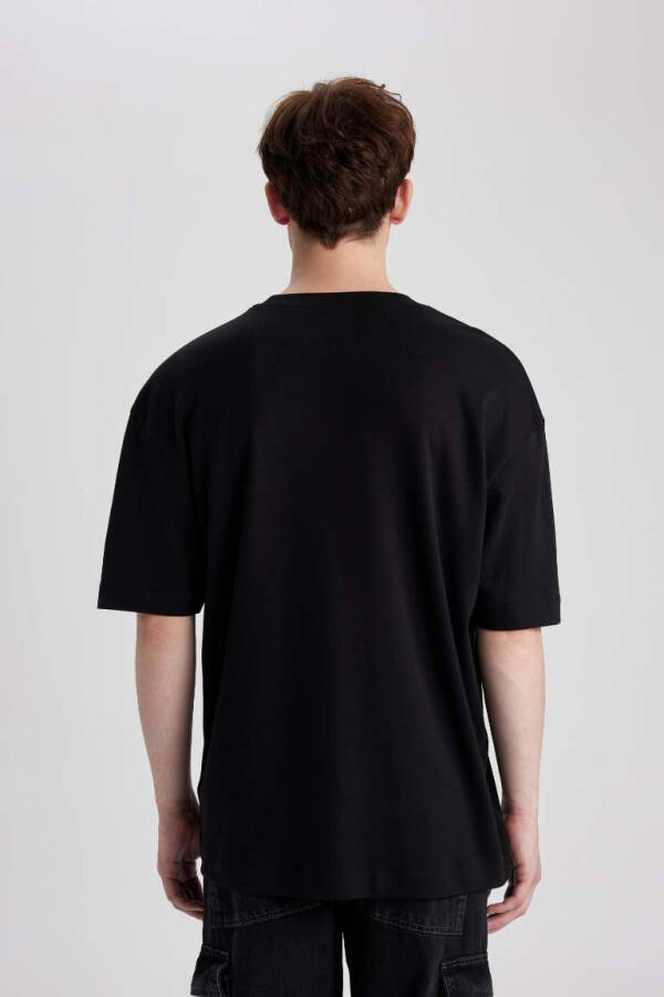 Oversize Fit Crew Neck Basic Heavy Fabric T-shirt Black - 5