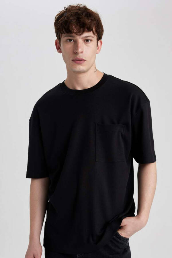 Oversize Fit Crew Neck Basic Heavy Fabric T-shirt Black - 6